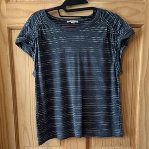 LOFT Dark Blue and White Patterned Top